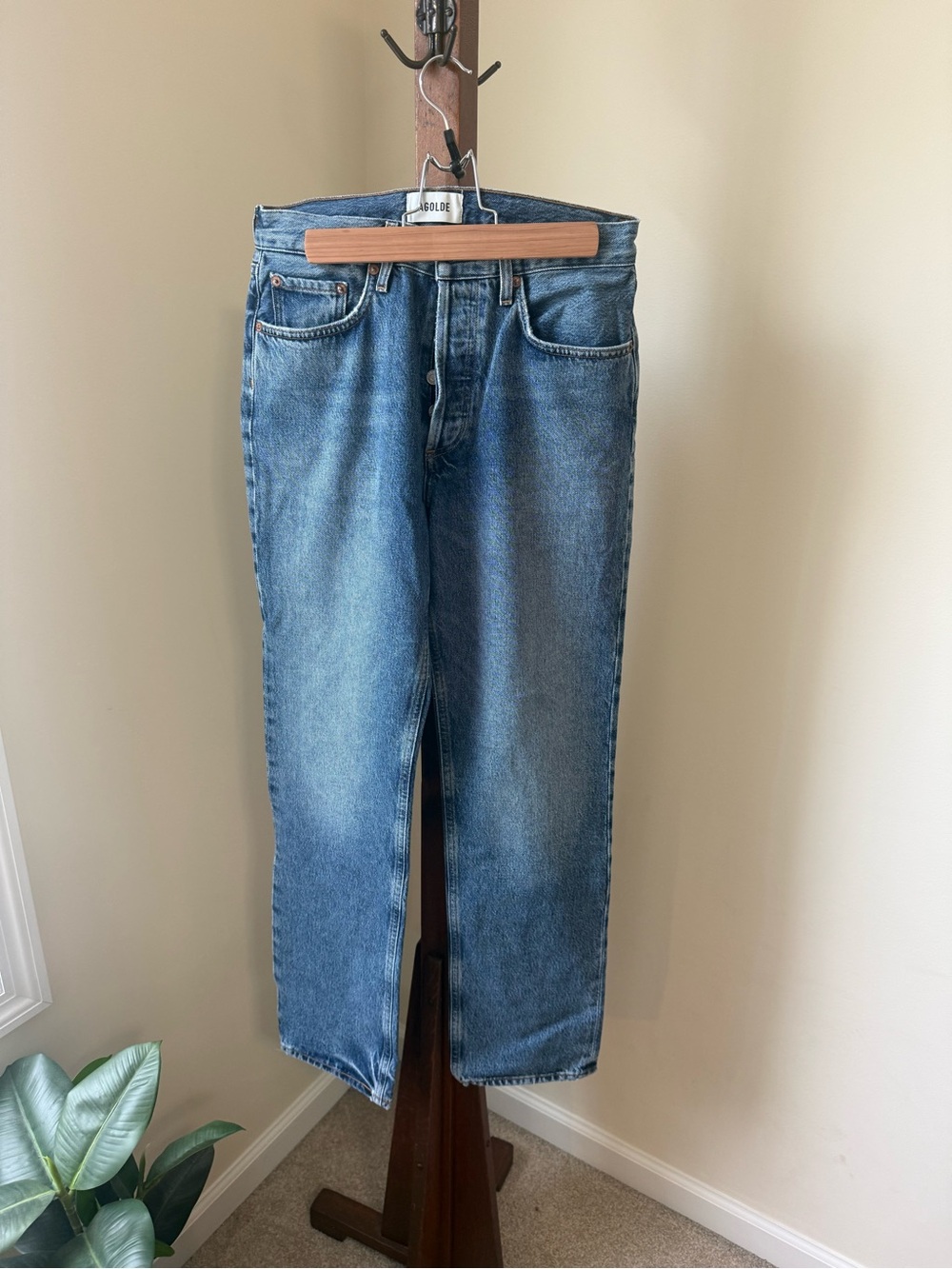 Agolde Straight-Leg Mid Wash Denim Jeans